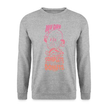 Donut Sweets Donuts Food Baker Gift - Unisex Sweatshirt - salt & pepper - Front - Alina (178cm) & Michal (187cm)