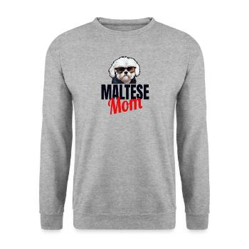 Maltese Lapdog Puppy Muttertag Welpe - Unisex Pullover - Weißgrau meliert - Vorne - Alina (178cm) & Michal (187cm)