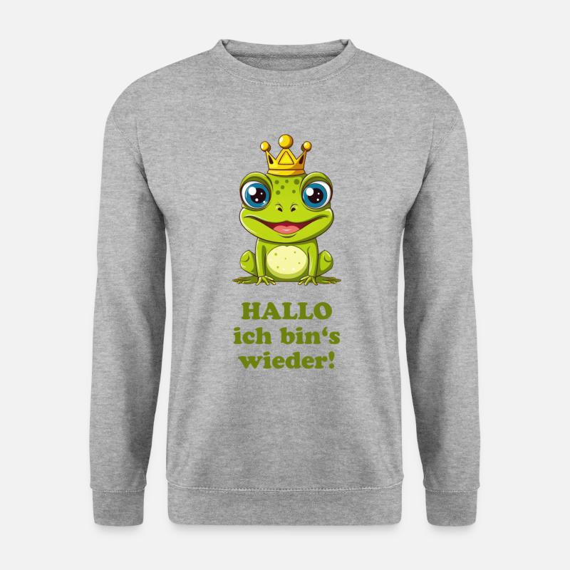 Der Froschkönig - dunkel - Unisex Pullover - Weißgrau meliert