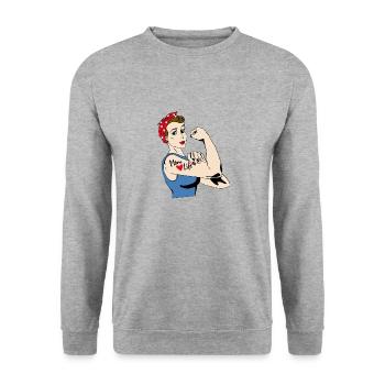 Muttertag - Unisex Pullover - Weißgrau meliert - Vorne - Alina (178cm) & Michal (187cm)