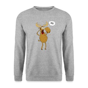Erschrockener Elch - Unisex Pullover - Weißgrau meliert - Vorne - Alina (178cm) & Michal (187cm)