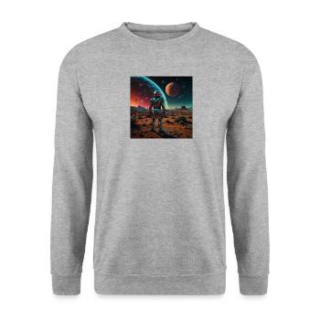spaceman Universe - Unisex Pullover - Weißgrau meliert - Vorne - Alina (178cm) & Michal (187cm)