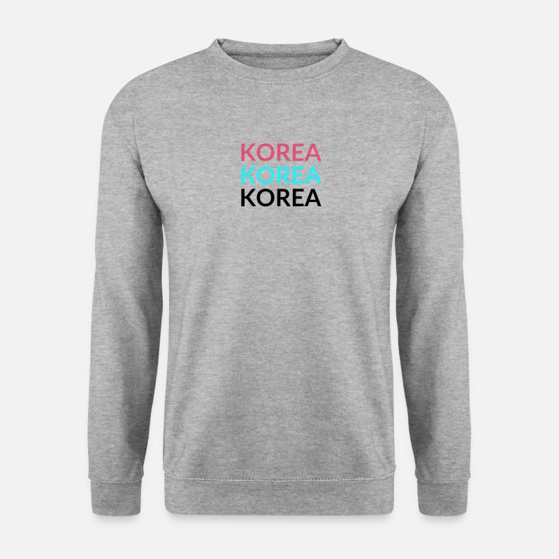 Korea - Rot Blau Schwarz - Unisex Pullover - Weißgrau meliert