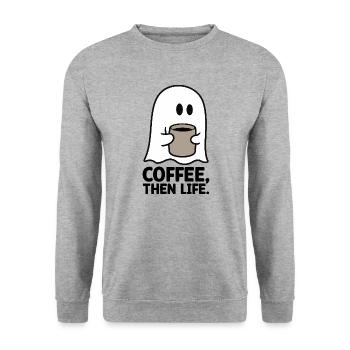 Coffee Then Life Funny Coffee Lover Saying - Unisex Sweatshirt - salt & pepper - Front - Alina (178cm) & Michal (187cm)