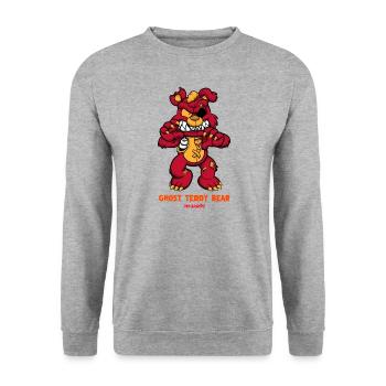 Ghost teddy bear design comics style - Unisex Pullover - Weißgrau meliert - Vorne - Alina (178cm) & Michal (187cm)