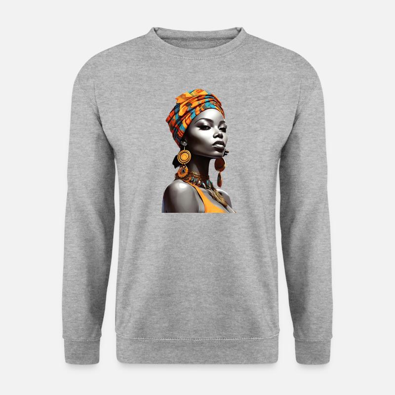 Afro Kulturelle Eleganz - Unisex Pullover - Weißgrau meliert