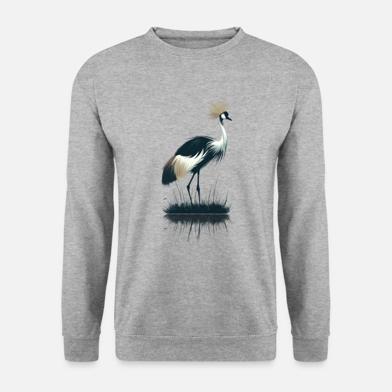 Kronenkranich - Unisex Pullover - Weißgrau meliert