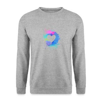 heart, colorful,pastel,painting,watercolor,pink,blue - Unisex Sweatshirt - salt & pepper - Front - Alina (178cm) & Michal (187cm)