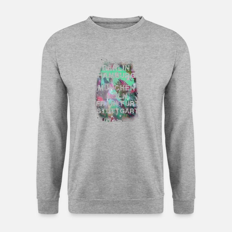 städte,bunt,berlin,köln,hamburg,graffiti,deutsch - Unisex Pullover - Weißgrau meliert