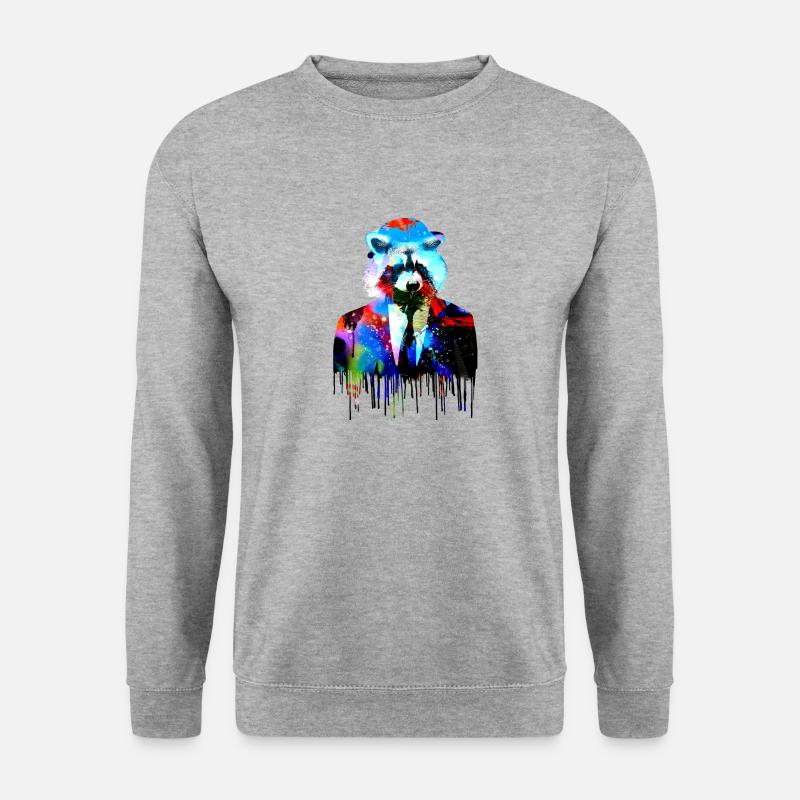 waschbärwaschbär,bär,graffiti,malerei,anzug - Unisex Pullover - Weißgrau meliert