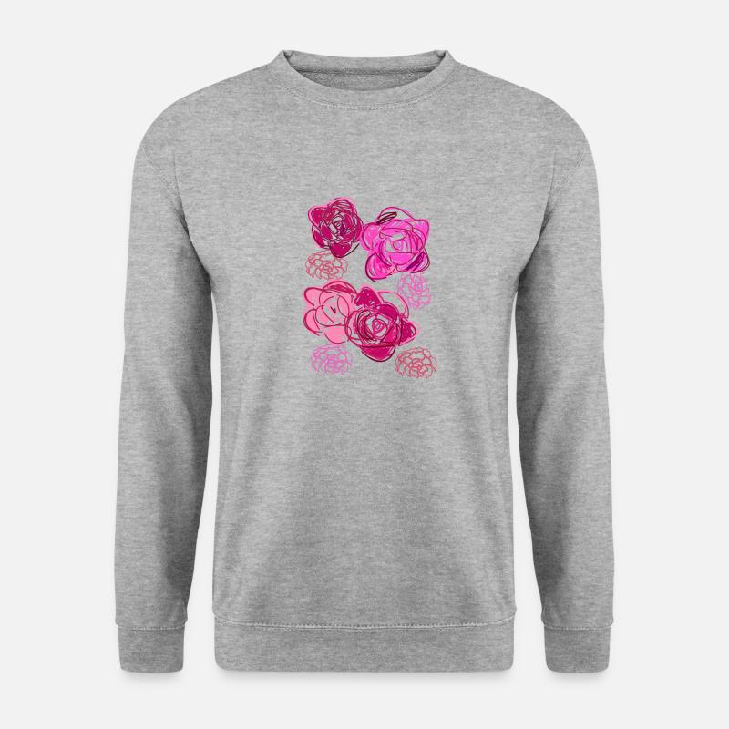 Rosen, Blumen,illustration,Rose - Unisex Pullover - Weißgrau meliert