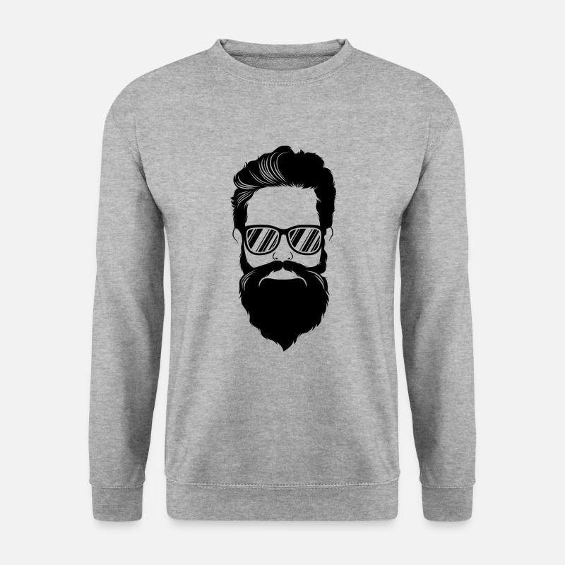 hipster kopf bart cool - Unisex Pullover - Weißgrau meliert