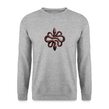 Holzschlangen - Unisex Pullover - Weißgrau meliert - Vorne - Alina (178cm) & Michal (187cm)