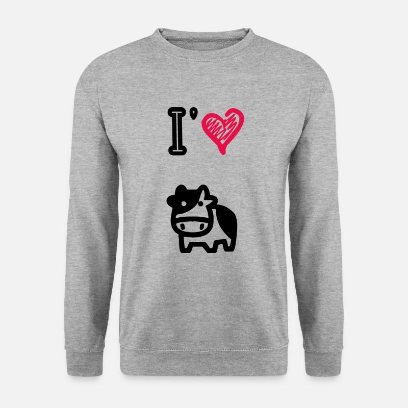 Ich liebe Kühe - Unisex Pullover - Weißgrau meliert