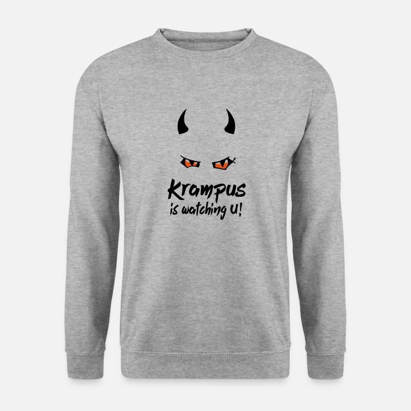 Krampus is watching Nikolaus - Unisex Pullover - Weißgrau meliert