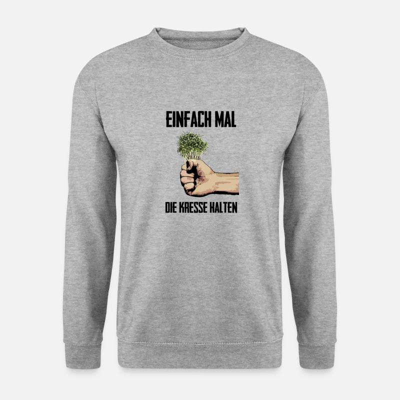 Einfach mal die kresse halten - Unisex Pullover - Weißgrau meliert