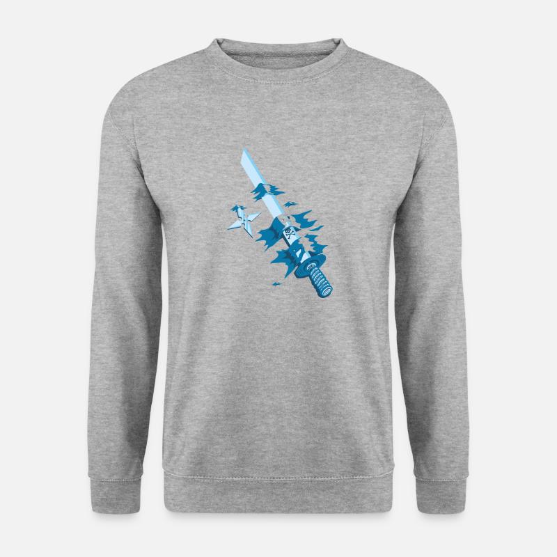 Samurai Japan Schwert Motiv - Unisex Pullover - Weißgrau meliert