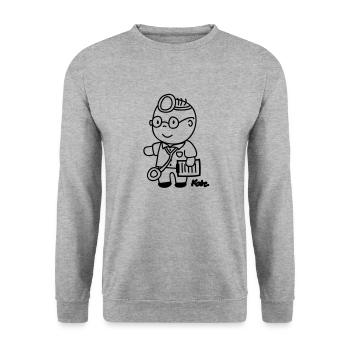 Arzt - Unisex Pullover - Weißgrau meliert - Vorne - Alina (178cm) & Michal (187cm)