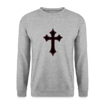 Gothic Cross__V004 - Sweat-shirt Unisexe - gris chiné - Devant - Alina (178cm) & Michal (187cm)
