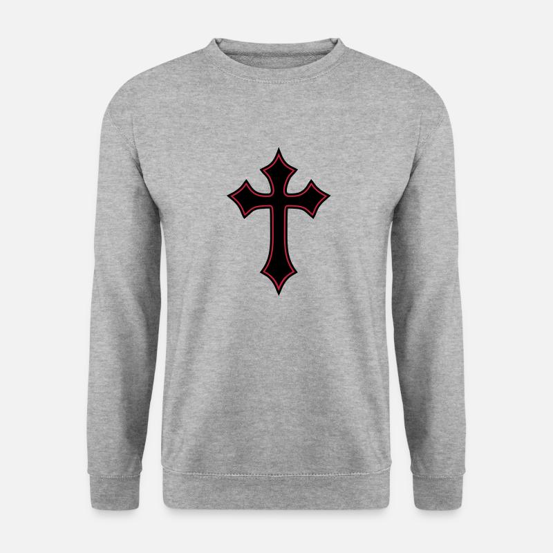Gothic Cross__V004 - Unisex Pullover - Weißgrau meliert
