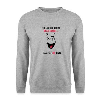 30 years still handsome for age ks - Unisex Sweatshirt - salt & pepper - Front - Alina (178cm) & Michal (187cm)