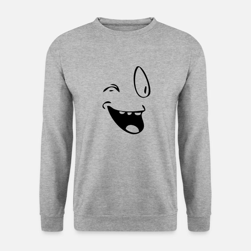 Zwinker Gesicht originelles Geschenk - Unisex Pullover - Weißgrau meliert