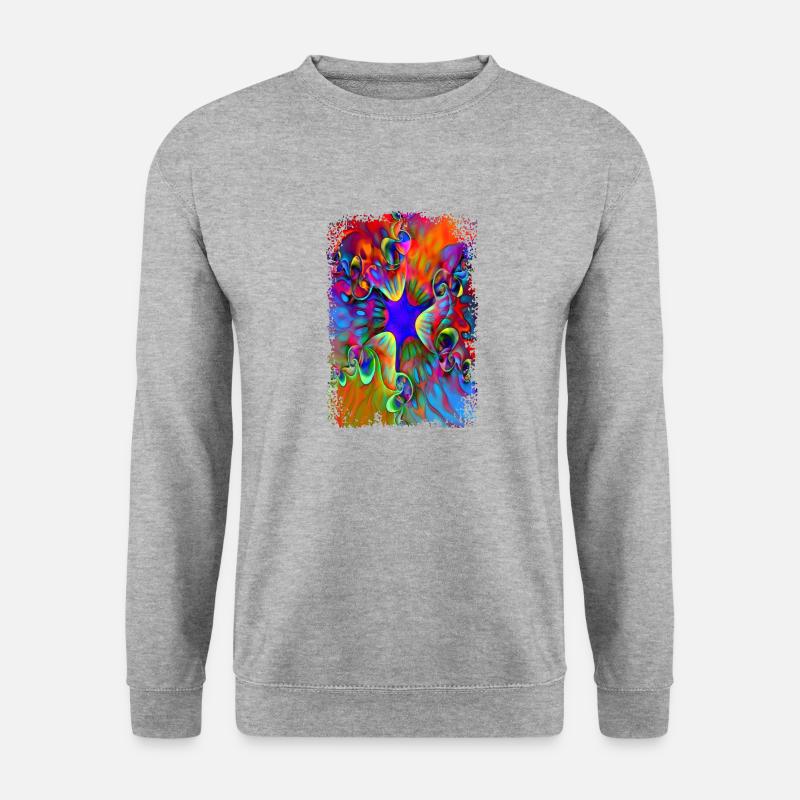 psychedelic power flower - Unisex Pullover - Weißgrau meliert