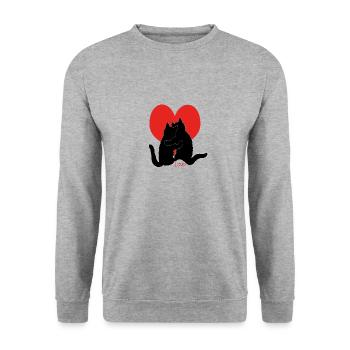 Katzen - Unisex Pullover - Weißgrau meliert - Vorne - Alina (178cm) & Michal (187cm)