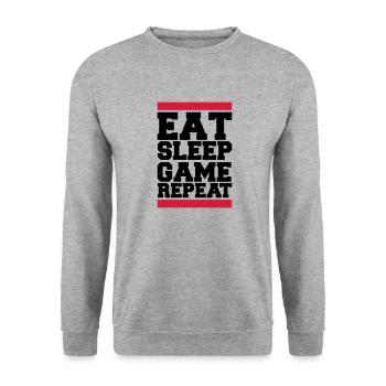 eat sleep game repeat - Unisex Pullover - Weißgrau meliert - Vorne - Alina (178cm) & Michal (187cm)