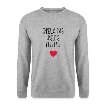 Filleul / Filleule / Parrain / Marraine / Bébé - Sweat-shirt Unisexe - gris chiné - Devant - Alina (178cm) & Michal (187cm)