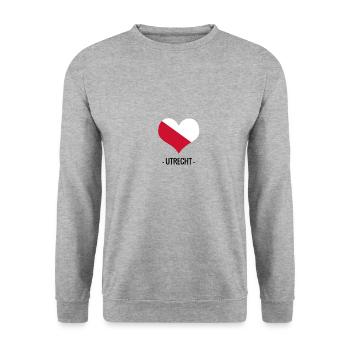 Ich liebe das Utrecht-Logo - Unisex Pullover - Weißgrau meliert - Vorne - Alina (178cm) & Michal (187cm)