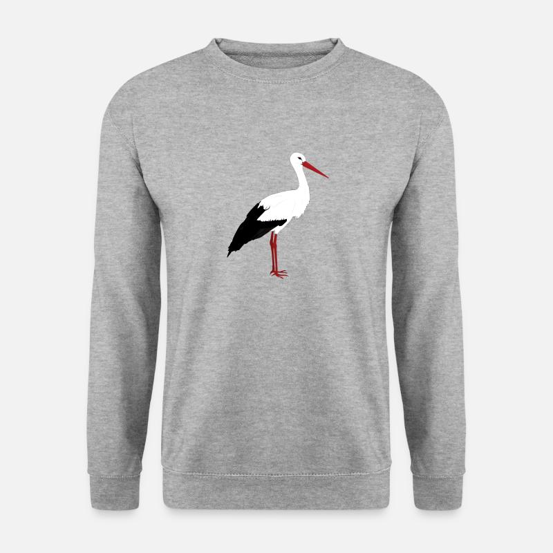Storch steht - Unisex Pullover - Weißgrau meliert