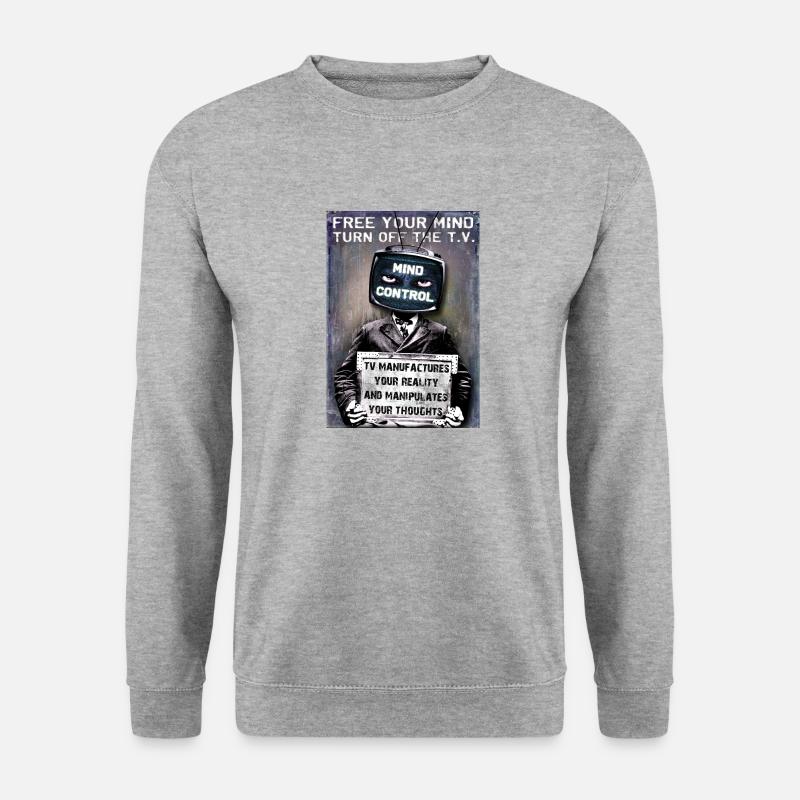 Schalten Sie den Fernseher aus - Unisex Pullover - Weißgrau meliert