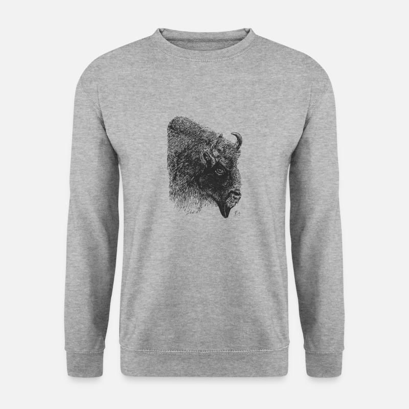 Bison - Unisex Pullover - Weißgrau meliert