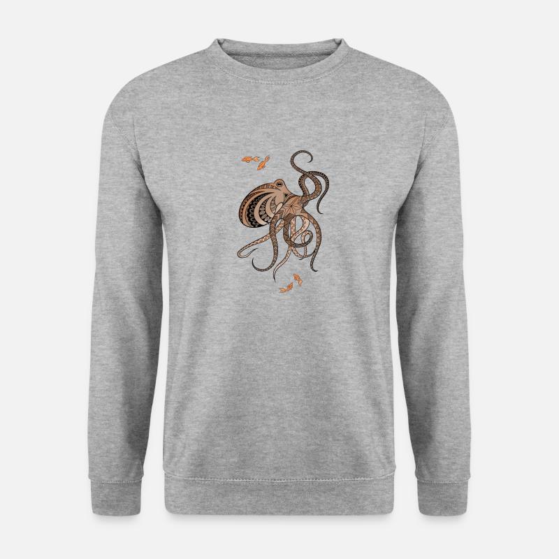 Mandala Krake colour - Unisex Pullover - Weißgrau meliert