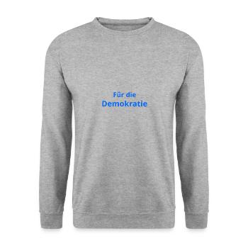 Demokratie Politik Demonstration Grundgesetz - Unisex Pullover - Weißgrau meliert - Vorne - Alina (178cm) & Michal (187cm)