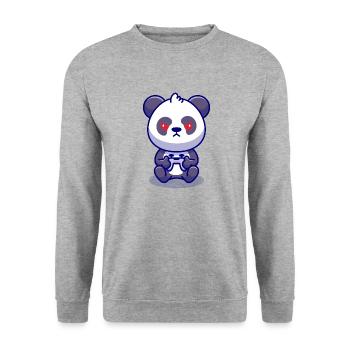 Panda Gaming T-SHIRT - Unisex Sweatshirt - salt & pepper - Front - Alina (178cm) & Michal (187cm)