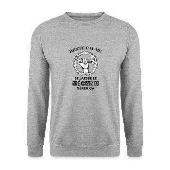 stay calm and let the mechanic handle it - Unisex Sweatshirt - salt & pepper - Front - Alina (178cm) & Michal (187cm)
