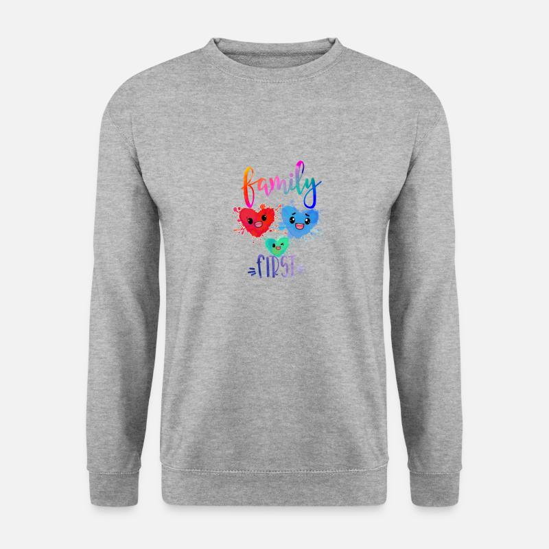 Family First - Unisex Pullover - Weißgrau meliert