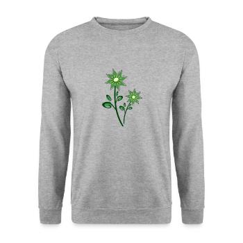 grüne Blumen abstrakt - Unisex Pullover - Weißgrau meliert - Vorne - Alina (178cm) & Michal (187cm)