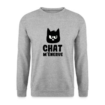 Chat m'énerve humeur - Sweat-shirt Unisexe - gris chiné - Devant - Alina (178cm) & Michal (187cm)