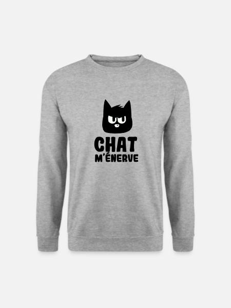 Chat m'énerve humeur - Sweat-shirt Unisexe - gris chiné
