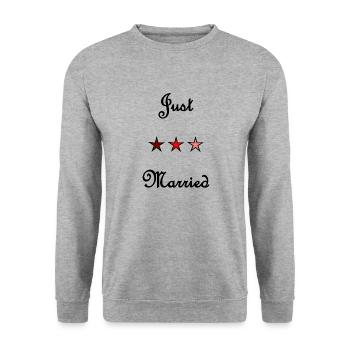 GERADE VERHEIRATET. ES LEBE DIE MARYS. JUNGGESELLINNENABSCHIED - Unisex Pullover - Weißgrau meliert - Vorne - Alina (178cm) & Michal (187cm)