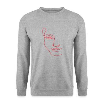 Art au trait Silhouette Féminine Visages Féminins - Sweat-shirt Unisexe - gris chiné - Devant - Alina (178cm) & Michal (187cm)