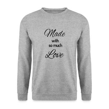 Made with so much Love - Unisex Pullover - Weißgrau meliert - Vorne - Alina (178cm) & Michal (187cm)