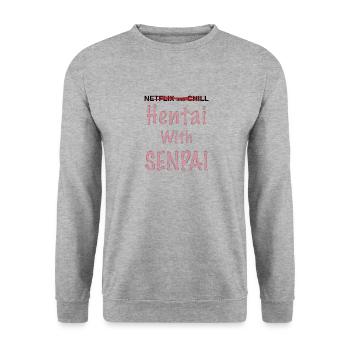 senpai2 - Unisex Sweatshirt - salt & pepper - Front - Alina (178cm) & Michal (187cm)