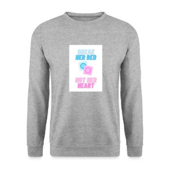 Break her Bed not her Heart White - Unisex Pullover - Weißgrau meliert - Vorne - Alina (178cm) & Michal (187cm)