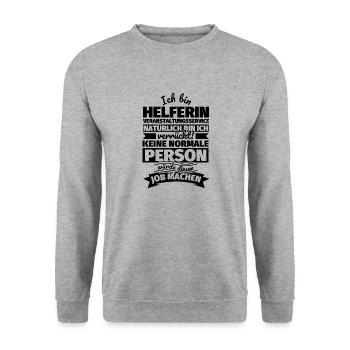 Helferin Veranstaltungsservice Geschenke - Unisex Pullover - Weißgrau meliert - Vorne - Alina (178cm) & Michal (187cm)