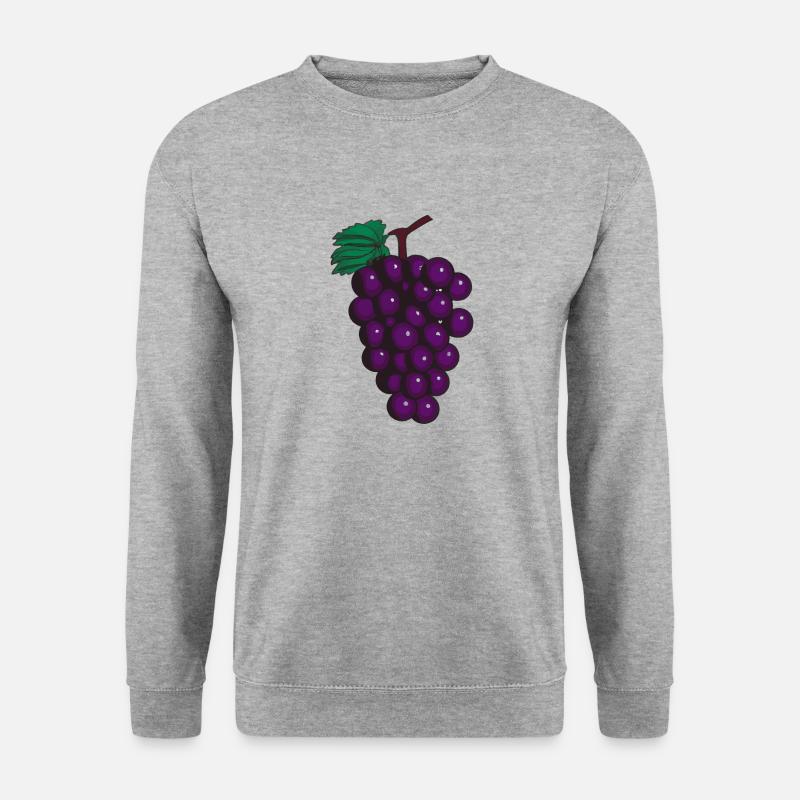 Traube Trauben Wein Illustration Geschenkidee - Unisex Pullover - Weißgrau meliert