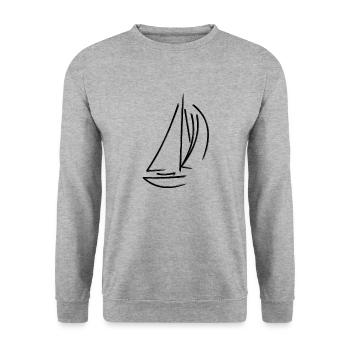 Segelboot Geschenk Boot Segler Segeln - Unisex Pullover - Weißgrau meliert - Vorne - Alina (178cm) & Michal (187cm)